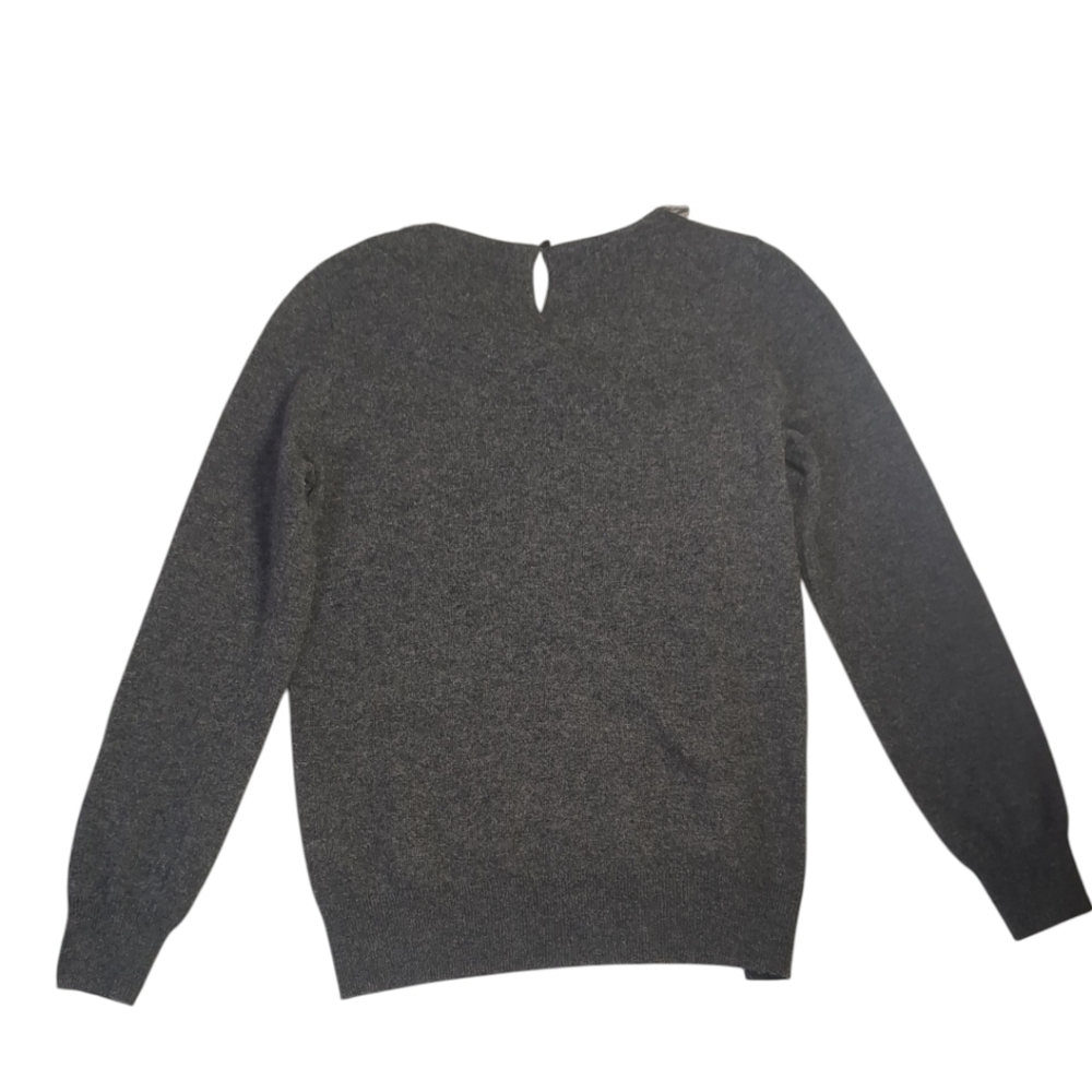 J Crew Women's Gray Jewel Collar Herringbone Sweater Size XS Merino Wool - Picture 9 of 9
